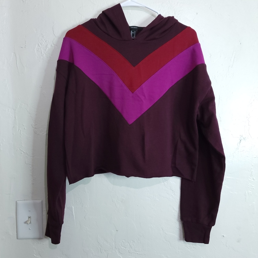 Forever21 Purple/Red Crop Hoodie
